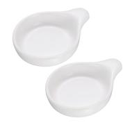 sourcing map 2Pcs Ceramic Dipping Sauce Bowls, 4oz Round Porcelain Soy Sauce Dish with Handle Microwave Dishwasher Oven Safe for Sushi BBQ Dipping Snacks Salad Condiments Dessert, White