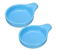 sourcing map 2Pcs Ceramic Dipping Sauce Bowls, 4oz Round Porcelain Soy Sauce Dish with Handle Microwave Dishwasher Oven Safe for Sushi BBQ Dipping Snacks Salad Condiments Dessert, Light Blue