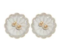 sourcing map 2Pcs Ceramics Jewelry Plate, Sunflower Shape Key Holder Bowl for Entryway Table Decor Small Ring Tray Dish Gift for Women Girlfriend, White