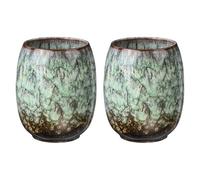 sourcing map 2pcs Chinese Ceramic Teacup 5.75oz Traditional Gong Fu Tea Set Japanese No Handle Small Tea Cup for Mate Tea Coffee Wine Drinks, Bright Green