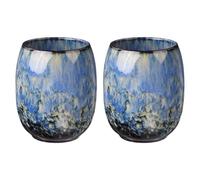 sourcing map 2pcs Chinese Ceramic Teacup 5.75oz Traditional Gong Fu Tea Set Japanese No Handle Small Tea Cup for Mate Tea Coffee Wine Drinks, Brown Blue