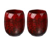 sourcing map 2pcs Chinese Ceramic Teacup 5.75oz Traditional Gong Fu Tea Set Japanese No Handle Small Tea Cup for Mate Tea Coffee Wine Drinks, Red