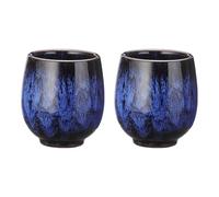 sourcing map 2pcs Chinese Ceramic Teacups 5.41oz Traditional Gong Fu Tea Set Japanese No Handle Small Tea Cup for Mate Tea Coffee Wine Drinks, Indigo Blue