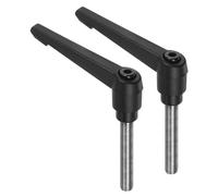 sourcing map 2pcs Clamping Lever Handles, M10 x 50mm 304 Stainless Steel Threaded Male Stud, Adjustable Handles Locking Quick Release Ratchet Push Button Bolt Knobs, Black