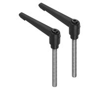sourcing map 2pcs Clamping Lever Handles, M10 x 72mm 304 Stainless Steel Threaded Male Stud, Adjustable Handles Locking Quick Release Ratchet Push Button Bolt Knobs, Black