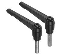 sourcing map 2pcs Clamping Lever Handles, M12 x 35mm 304 Stainless Steel Threaded Male Stud, Adjustable Handles Locking Quick Release Ratchet Push Button Bolt Knobs, Black