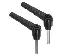 sourcing map 2pcs Clamping Lever Handles, M5 x 30mm 304 Stainless Steel Threaded Male Stud, Adjustable Handles Locking Quick Release Ratchet Push Button Bolt Knobs, Black