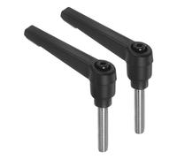 sourcing map 2pcs Clamping Lever Handles, M6 x 30mm 304 Stainless Steel Threaded Male Stud, Adjustable Handles Locking Quick Release Ratchet Push Button Bolt Knobs, Black