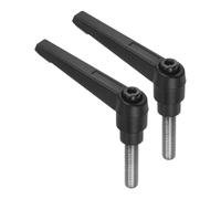 sourcing map 2pcs Clamping Lever Handles, M8 x 30mm 304 Stainless Steel Threaded Male Stud, Adjustable Handles Locking Quick Release Ratchet Push Button Bolt Knobs, Black