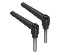 sourcing map 2pcs Clamping Lever Handles, M8 x 35mm 304 Stainless Steel Threaded Male Stud, Adjustable Handles Locking Quick Release Ratchet Push Button Bolt Knobs, Black