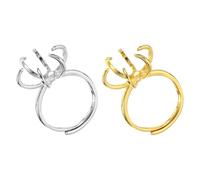 sourcing map 2Pcs Claw Ring Blank, Adjustable Prong Ring Settings 4 Claw Finger Components Findings Gold Plated for DIY Jewelry Making Supplies DIY Crafting, Silver White, 18K Color
