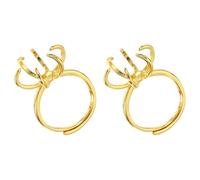 sourcing map 2Pcs Claw Ring Blank, Adjustable Prong Ring Settings 4 Claw Finger Components Findings Gold Plated for DIY Jewelry Making Supplies DIY Crafting, 18K Color