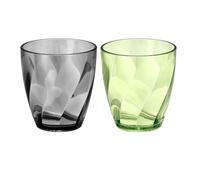 sourcing map 2Pcs Clear Plastic Reusable Drinking Glasses, 10oz Drinking Glasses Diagonal Texture Plastic Water Cup Unbreakable Stackable for Beer Cocktail Water Juice Whiskey, Grey/Green