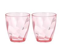 sourcing map 2Pcs Clear Plastic Reusable Drinking Glasses, 10oz Drinking Glasses Diagonal Texture Plastic Water Cup Unbreakable Stackable for Beer Cocktail Water Juice Whiskey, Pink