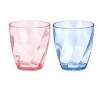 sourcing map 2Pcs Clear Plastic Reusable Drinking Glasses, 10oz Drinking Glasses Diagonal Texture Plastic Water Cup Unbreakable Stackable for Beer Cocktail Water Juice Whiskey, Blue/Pink