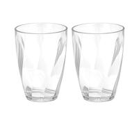 sourcing map 2Pcs Clear Plastic Reusable Drinking Glasses, 13oz Drinking Glasses Diagonal Texture Plastic Water Cup Unbreakable Stackable for Beer Cocktail Water Juice Whiskey, Clear