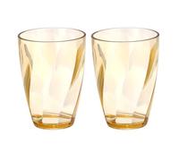 sourcing map 2Pcs Clear Plastic Reusable Drinking Glasses, 13oz Drinking Glasses Diagonal Texture Plastic Water Cup Unbreakable Stackable for Beer Cocktail Water Juice Whiskey, Amber