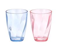 sourcing map 2Pcs Clear Plastic Reusable Drinking Glasses, 13oz Drinking Glasses Diagonal Texture Plastic Water Cup Unbreakable Stackable for Beer Cocktail Water Juice Whiskey, Blue/Pink