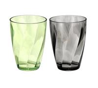 sourcing map 2Pcs Clear Plastic Reusable Drinking Glasses, 13oz Drinking Glasses Diagonal Texture Plastic Water Cup Unbreakable Stackable for Beer Cocktail Water Juice Whiskey, Grey/Green