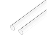 sourcing map 2pcs Clear Rigid Acrylic Pipe 8mm ID x 12mm OD x 0.5m Round Tube Tubing