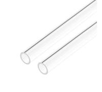 sourcing map 2pcs Clear Rigid Acrylic Pipe 9mm ID x 12mm OD x 0.5m Round Tube Tubing