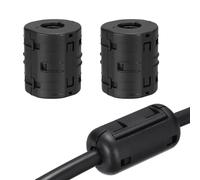 sourcing map 2Pcs Clip-on Ferrite Ring Core, RFI EMI Noise Suppression Filter Cable Clip Ferrite Beads for 17mm USB Audio Video Data Cables, for Interference Reduction, Black,Cylinder