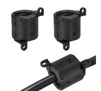 sourcing map 2Pcs Clip-on Ferrite Ring Core, RFI EMI Noise Suppression Filter Cable Clip Ferrite Beads for 19mm USB Video Data Cables, Interference Reduction, Black,Cylinder with Two Ears