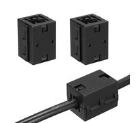 sourcing map 2Pcs Clip-on Ferrite Ring Core, RFI EMI Noise Suppression Filter Cable Clip Ferrite Beads for 19mm USB Audio Video Data Cables, for Interference Reduction, Black,Square