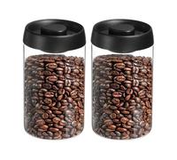 sourcing map 2pcs Coffee Vacuum Container, 1200ml/40oz Glass Coffee Bean Storage Container with Lids for Spices Biscuits Loose Leaf Tea, Black
