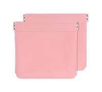sourcing map 2Pcs Coin Purse for Women, Leather Small Organizer Pouch, Portable Mini Storage Makeup Bag for Purse, Pink (5"x5")