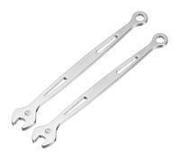 sourcing map 2Pcs Combination Wrench 5mm Metric Super Thin 12-Point Box and Open End Chrome Vanadium Steel Double Ended Spanner Tool for Automotive Furniture Machinery DIY Repair, Silver
