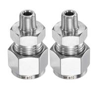 sourcing map 2pcs Compression Fitting 1/2" Tube OD x 1/8" NPT Male Thread Stainless Steel Straight Coupler Adapter Compression Tube Pipe Fitting Connector for Oil Gas Water