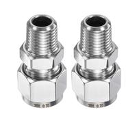 sourcing map 2pcs Compression Fitting 10mm Tube OD x 1/4" NPT Male Thread Stainless Steel Straight Coupler Adapter Compression Tube Pipe Fitting Connector for Oil Gas Water
