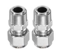 sourcing map 2pcs Compression Fitting 3/8" Tube OD x 3/8" NPT Male Thread Stainless Steel Straight Coupler Adapter Compression Tube Pipe Fitting Connector for Oil Gas Water