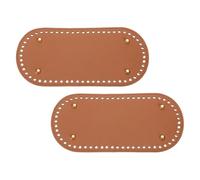 sourcing map 2Pcs Crochet Bag Bottom, 4.7"x9.8" Oval Purse Bottom Leather Bag Bottom Shaper Pad with Holes Knitting Crochet Bag Cushion Base for DIY Handbag Purse Making Supplies, Light Brown