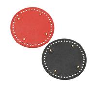 sourcing map 2Pcs Crochet Bag Bottom, 5.9" Dia Round Purse Bottom Leather Bag Bottom Shaper Pad with Holes Knitting Crochet Bag Cushion Base for DIY Handbag Purse Making Supplies, Red/Black