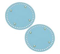 sourcing map 2Pcs Crochet Bag Bottom, 5.9" Dia Round Purse Bottom Leather Bag Bottom Shaper Pad with Holes Knitting Crochet Bag Cushion Base for DIY Handbag Purse Making Supplies, Blue