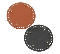 sourcing map 2Pcs Crochet Bag Bottom, 5.9" Dia Round Purse Bottom Leather Bag Bottom Shaper Pad with Holes Knitting Crochet Bag Cushion Base for DIY Handbag Purse Making Supplies, Brown/Black