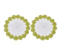 sourcing map 2Pcs Crochet Doilies Handmade Tray Doilies 8.2" Round Cloth Placemats Lace Coasters for Crafts, Daily Use, Festivals, Home Decoration, White, Olive Green