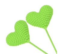 sourcing map 2Pcs Crochet Flower, Heart Handmade Knitted Bouquet Crochet Artificial Flowers for Home Decor Mother's Day Birthday Wedding Graduation Bouquet, Green