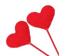 sourcing map 2Pcs Crochet Flower, Heart Handmade Knitted Bouquet Crochet Artificial Flowers for Home Decor Mother's Day Birthday Wedding Graduation Bouquet, Bright Red
