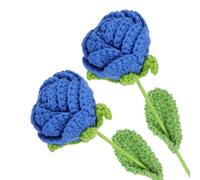sourcing map 2Pcs Crochet Flower, Rose Handmade Knitted Bouquet Crochet Artificial Flowers for Home Decor Mother's Day Birthday Wedding Graduation Bouquet, Dark Blue