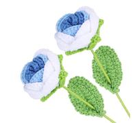 sourcing map 2Pcs Crochet Flower, Rose Handmade Knitted Bouquet Crochet Artificial Flowers for Home Decor Mother's Day Birthday Wedding Graduation Bouquet, Blue Gradient