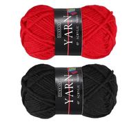 sourcing map 2PCS Crocheting Yarn, Black/Crimson 4 Ply Acrylic Yarn 50g Sport Weight Yarns Bulk Soft and Fluffy Yarns for Knitting DIY Crochet Handicraft Blankets Gift, 110 Yards