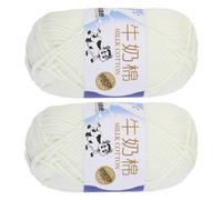 sourcing map 2PCS Crocheting Yarn,Cream White 5 Ply Acrylic Yarn 100g Sport Weight Yarns Bulk Soft and Fluffy Yarns for Knitting DIY Crochet Handicraft Blankets Gift,197 Yards