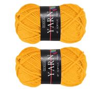 sourcing map 2PCS Crocheting Yarn, Golden Yellow 4 Ply Acrylic Yarn 50g Sport Weight Yarns Bulk Soft and Fluffy Yarns for Knitting DIY Crochet Handicraft Blankets Gift, 110 Yards