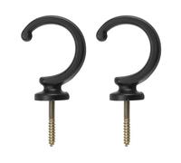 sourcing map 2Pcs Curtain Holdback, Aluminum Alloy Wall Mounted Curtain Holders Drapery Tieback Hooks for Living Room Bedroom Office (Black)