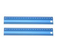 sourcing map 2pcs Cutting Rulers 20cm Metric Aluminum Alloy Safety Straight Ruler Metal Thickening Measure Drafting Tool with Sponge Backing for Architects Artists Classroom Office, Blue