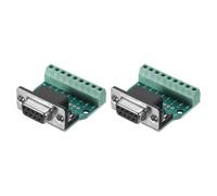 sourcing map 2pcs D-sub DB9 Connector Breakout Board 9 Pin 2 Row Female RS232 Serial Port Solderless Terminal Block Adapter
