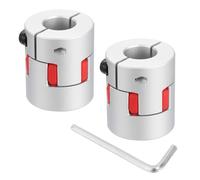 sourcing map 2pcs D30 L35 12mm to 14mm Flexible Plum Shaft Coupling Aluminum Motor Connector Flexible Spider Coupler for 3D Printer CNC Machine and Servo Stepper Motor (Silver Tone/Red)